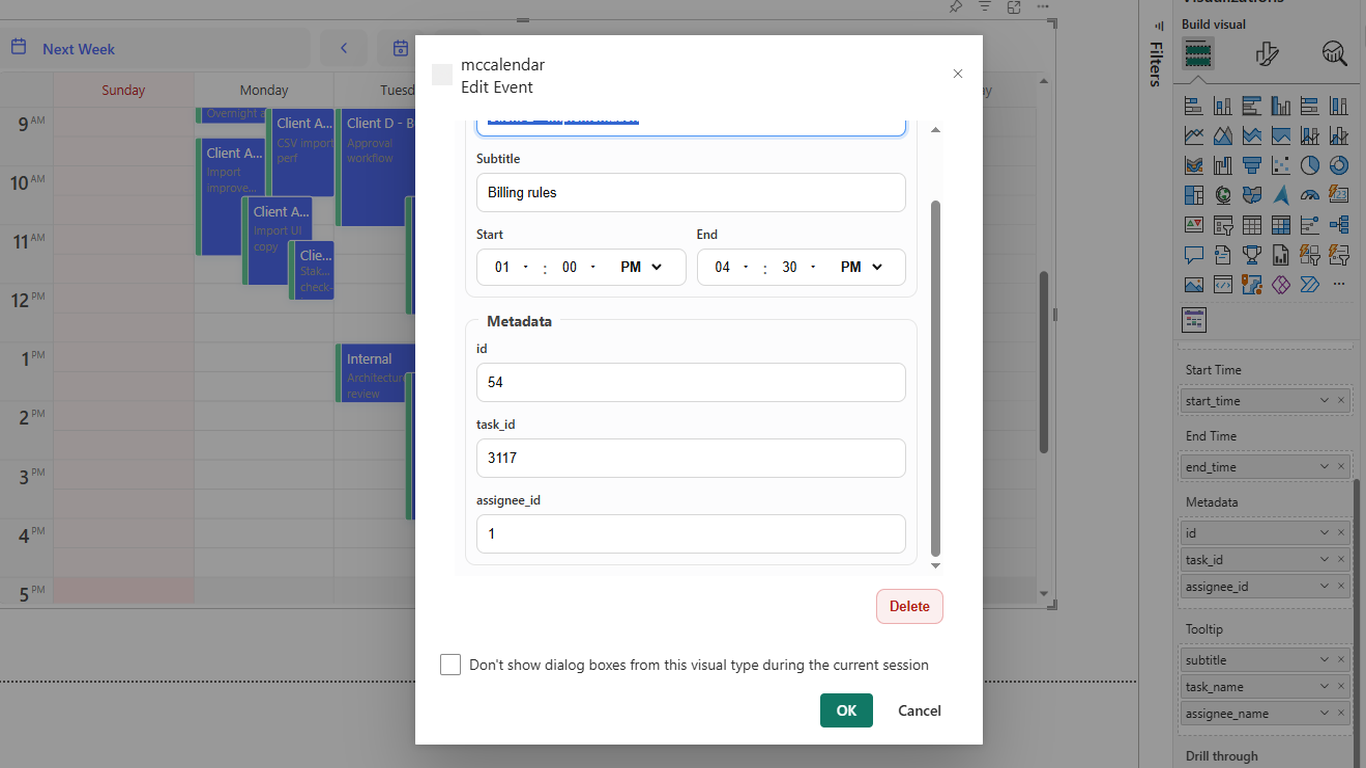 Edit calendar events